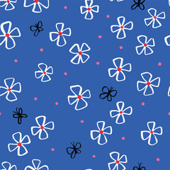 Beautiful Floral Seamless Pattern with Butterflies. Simple and Elegant Texture with Flowers in Pastel Colors
