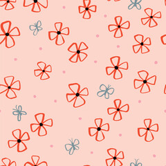 Beautiful Floral Seamless Pattern with Butterflies. Simple and Elegant Texture with Flowers in Pastel Colors
