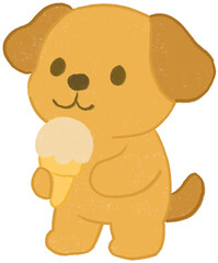 Obraz premium Puppy with Ice Cream Illustration