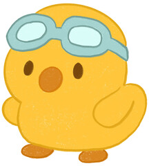 Chick with Swimming Goggles Illustration