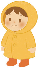 Kid in Yellow Raincoat Illustration