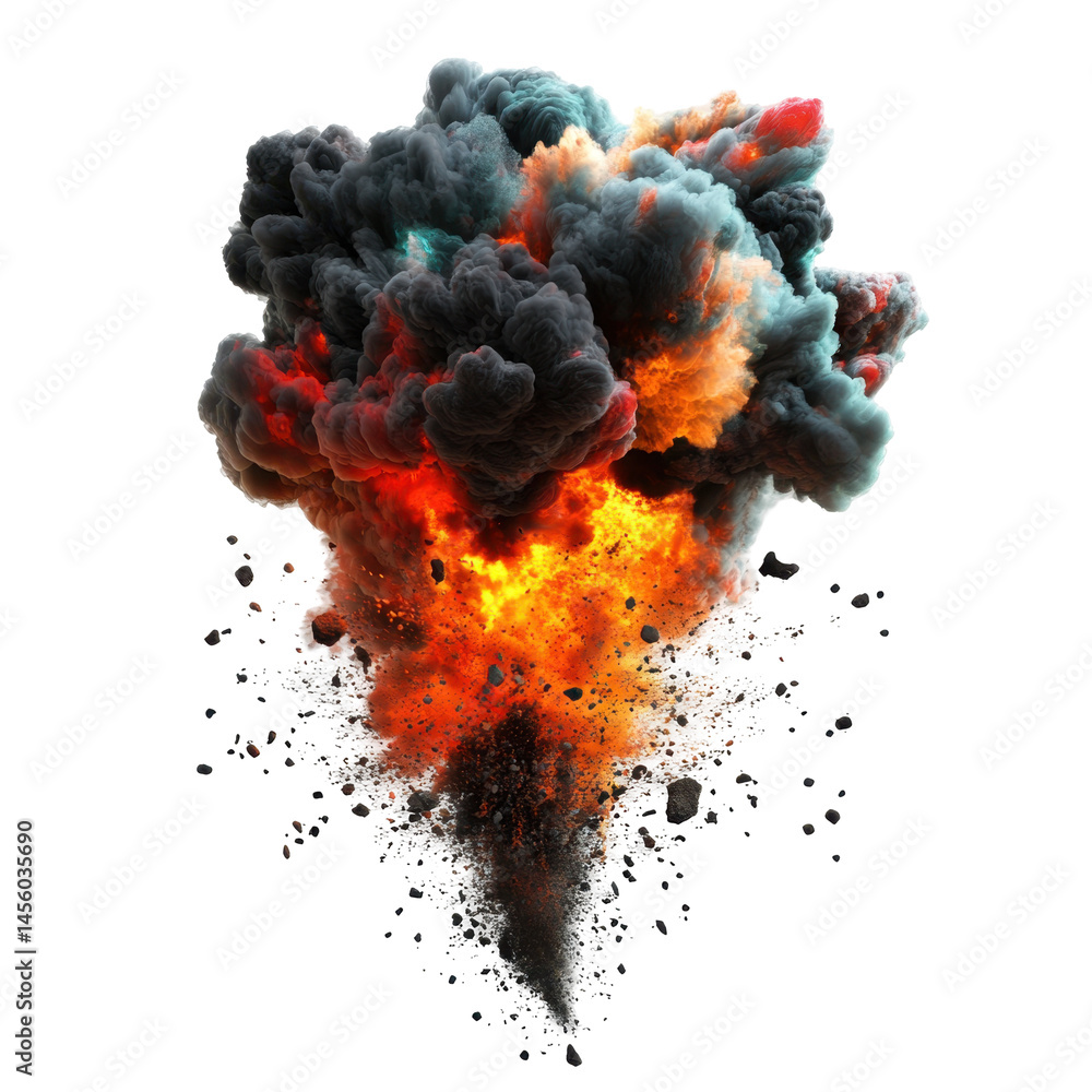 Aufkleber explosion of vivid colors and smoke rises dramatically from a central point creating an intense visu