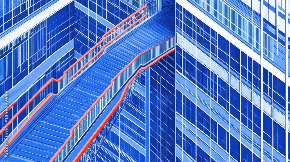 Poster abstract architectural rendering presents an unusual perspective of urban development and infrastruc