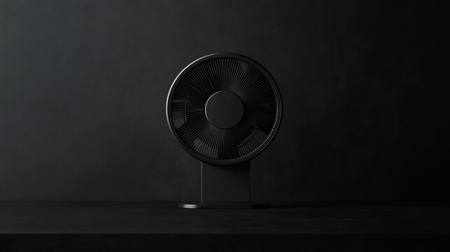 Stylish black desktop fan modern minimalist design home decor air room dark life table style clean