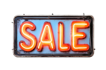 Neon sign glowing with the word "Sale" representing discount offers