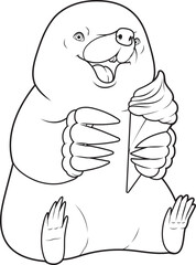 Mole Waffle ice cream Animal Vector Graphic Art Illustration