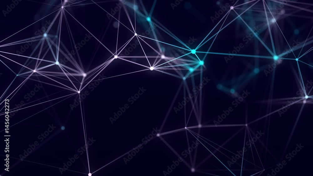 Poster connection of colored lines and shapes in space. big data visualization. digital background. 3d rend