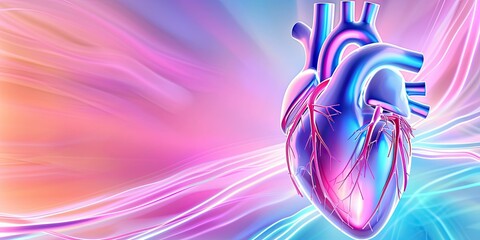 Glossy heart with light electrocardiogram line symbolizing World Cardiologist's Day in pastel hues