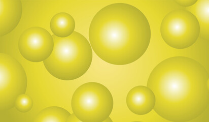 Colorful Floating Soft Balls Background. Yellow pearls flew in the sky. Abstract trendy stylish wallpaper background. 3D illustration. Yellow background yellow flying ball vector pattern.
