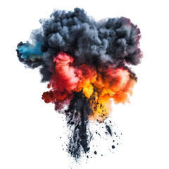 Colorful explosion of smoke and dust creates a dramatic visual effect in an artistic display