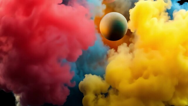 Colorful smoke collision: A captivating dance of vibrant colors, swirling together in a captivating composition. It&rsquo;s a dynamic representation of the beauty, unpredictability, and magic of smoke.