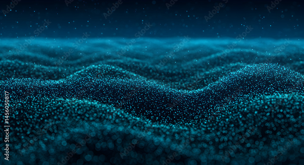 Poster mesmerizing abstract texture deep blue wavy particle field background
