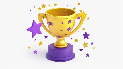 Golden Trophy with Purple Stars, achievement ,award