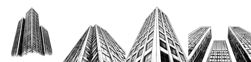 Fototapeta premium Modern city skyline with towering skyscrapers.