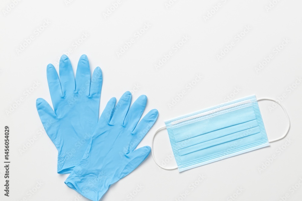 Leinwandbilder protective gloves and face mask prepared for safe health practices in a clean environment generative
