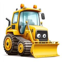 Fototapeta premium Charming children’s book style yellow bulldozer clipart for kids' projects
