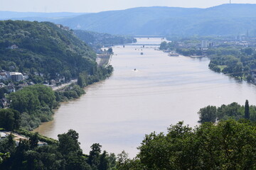 wide Rhine flood in Koblenz 2024