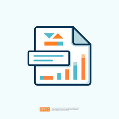 Business Icon Illustration Representing Data Analysis and Growth Strategies with Colorful Graphs and Charts