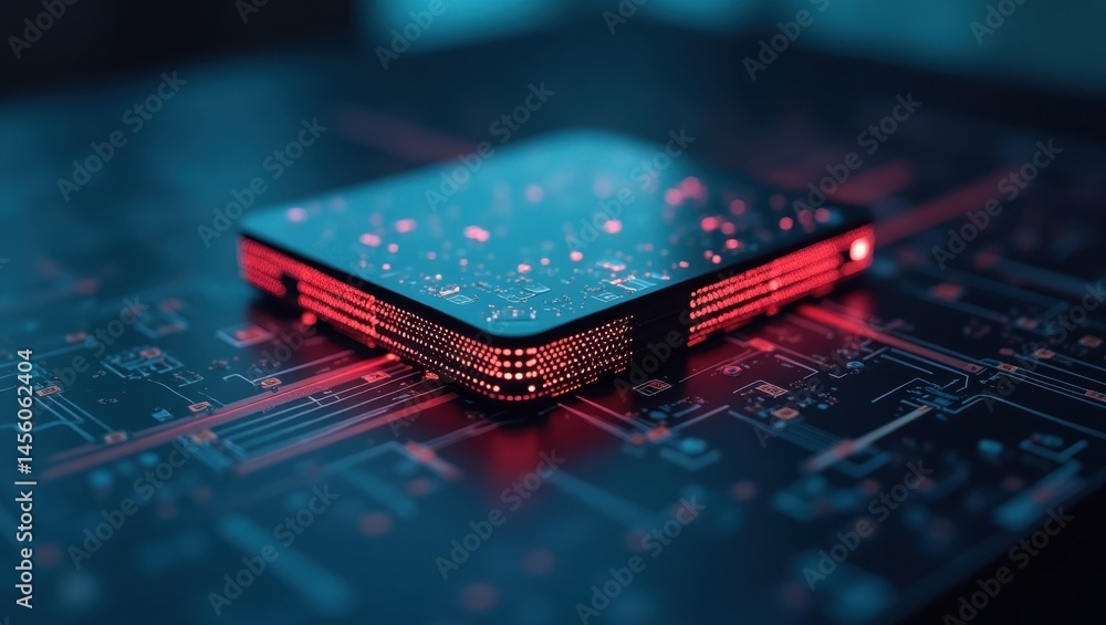 Poster service mesh. high-tech device. futuristic circuit. neon lights. elec