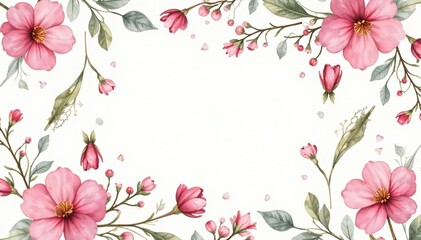 Soft, watercolor-style floral repeat Delicate buds & leaves, no harsh lines , texture, art