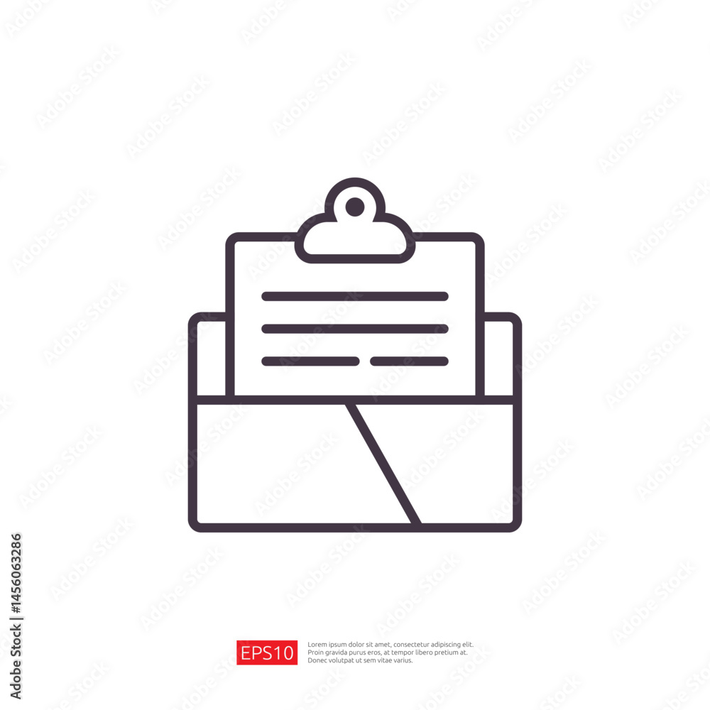 Poster business icon illustration of a clipboard with documents for efficient management and organization o