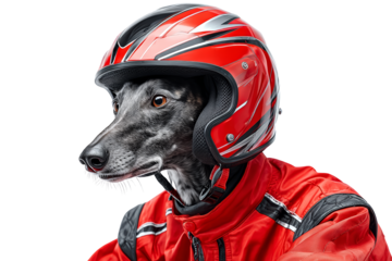 Action-packed canine racer racing track digital art studio environment eye-level viewpoint whimsical pet concept for seo impact