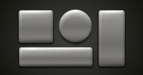 silver, black frame label, event bar button signboard. Vector illustration