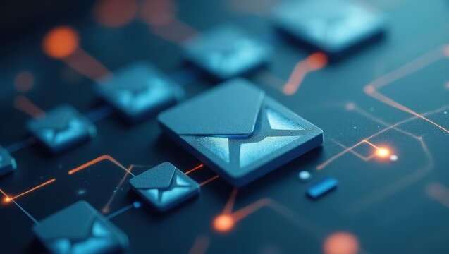 Shared Inbox. Amazon Simple Notification Service Temp mail Pretexting IIoT Mailcow Intelligent document processing Instantly AI Omnisend sendgrid Telegram channel Futuristic blue digital email icons 