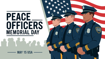 Peace Officers Memorial Day Police Tribute Vector Art with USA Flag