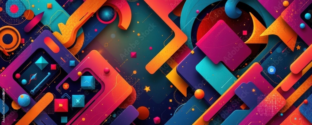 Poster an intricate and visually captivating abstract background design element incorporating geometric sha