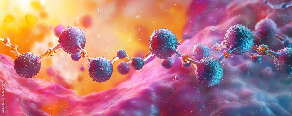Aufkleber colorful abstract interpretation of bacteria forming structures in an artistic representation of mic