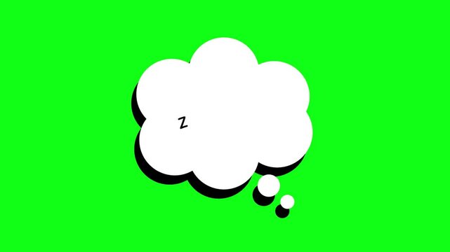 Zzz Sleep Thought Bubble Animation on Green Screen Cartoon Dream Icon Motion Graphic for Bedtime or Relaxation Themes