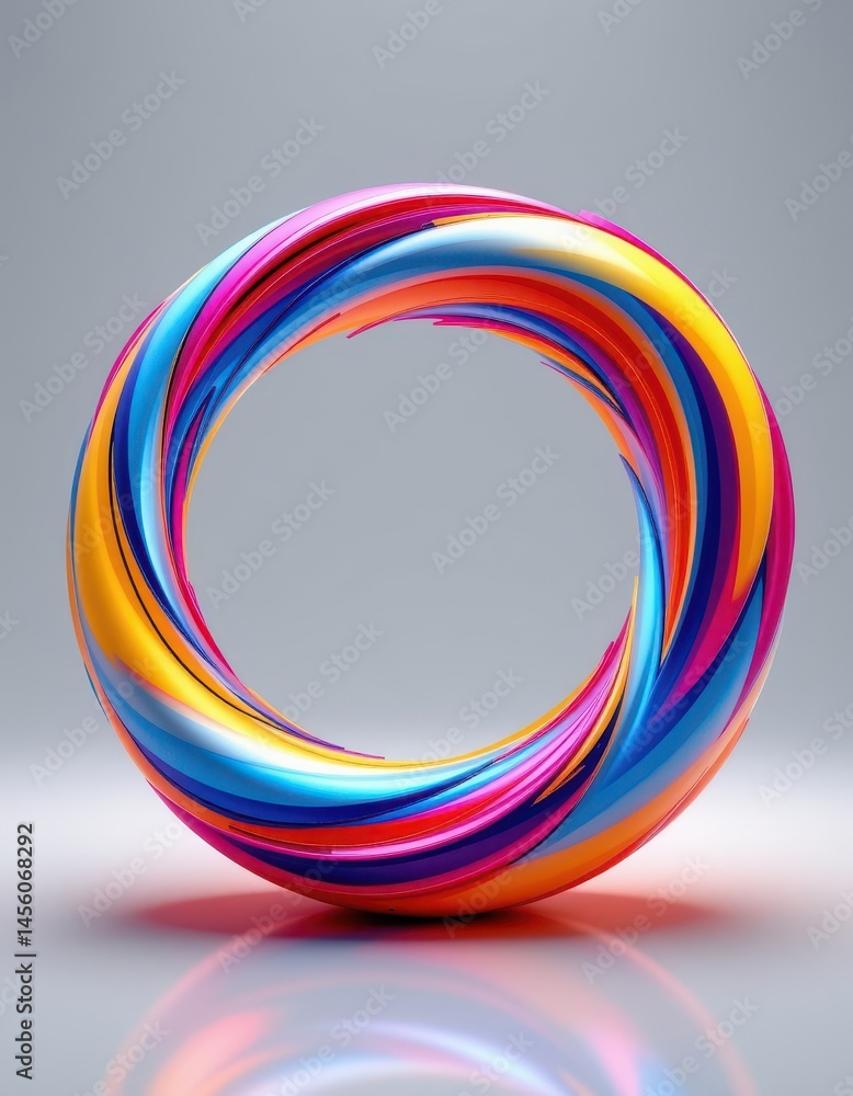 Poster a vibrant and visually captivating abstract circular motion design with a dynamic shape that creates