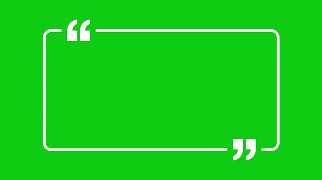 Simple Quote Box Animation on Green Screen Background in 4K, Chat Bubble Video Overlay for Social Media, Messaging UI, and Text Highlight, quote box or message box on Transparent Background