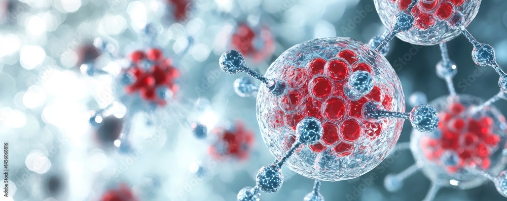Aufkleber concept of nanobots building self-replicating structures at a molecular level for advanced applicati