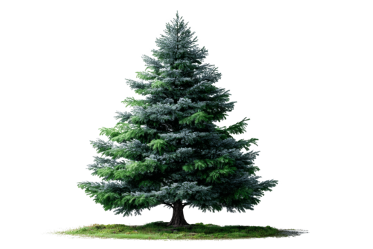 Majestic evergreen tree stands tall in nature's embrace isolated and vibrant against a pure symbolizing resilience and growth