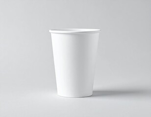 White Paper Cup Mockup on Grey Background – Minimalist Disposable Coffee Cup Template for Branding, Packaging Design, Beverage Presentation, Cafe Identity, and Product Display