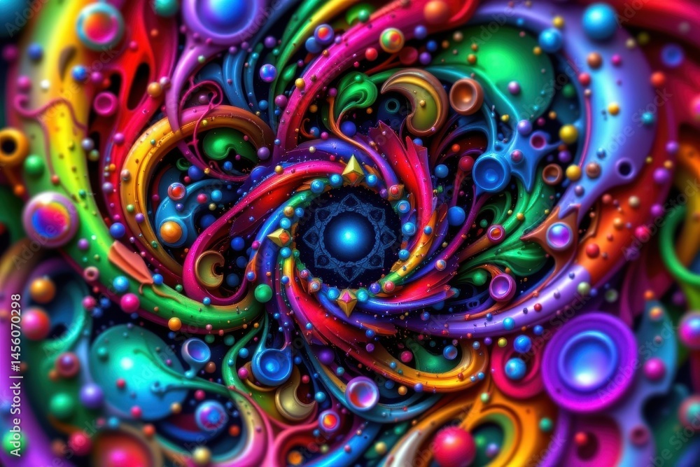 Poster the colorful fractal rings digital artwork features a mesmerizing display of circular patterns inter