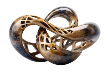 Dynamic sculptural infinity loop art gallery 3d conceptual artwork contemporary environment close-up perspective modern art interpretation