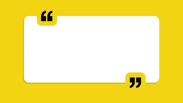 Yellow and Black Quote Box  or message box Animations, Bold Speech Bubble Text Overlay,  Lower Thirds, Titles, and Inspirational Message Overlays
