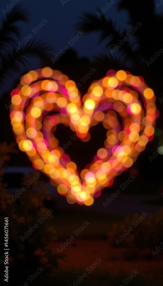 Poster the blurred lights in the shape of a heart radiated a warm and inviting glow, creating a mesmerizing