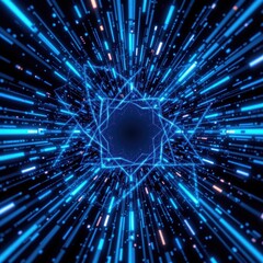 the stock photo features a mesmerizing abstract futuristic background illustration with intricate blue geometric lines creating a visually striking and modern design.