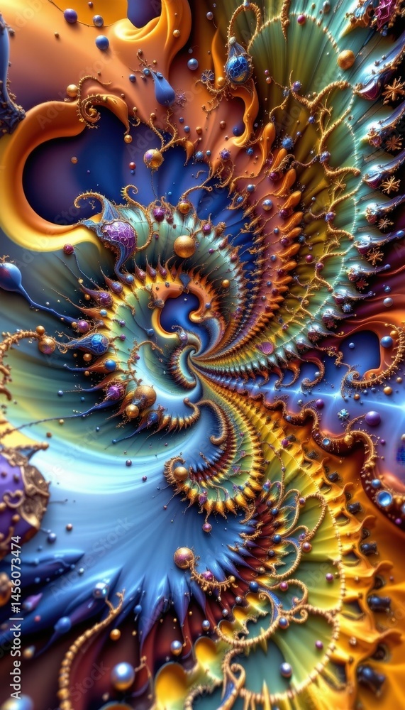 Poster fractal artwork is a mesmerizing form of digital art created through complex mathematical equations 