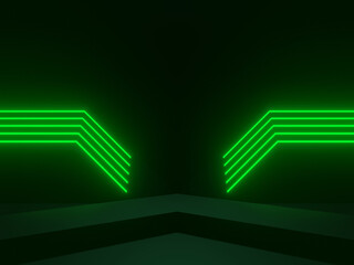 Black background with green neon lights