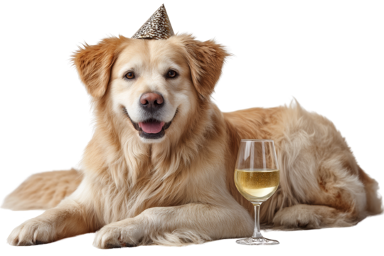 Celebratory dog party home setting pet photography festive environment playful viewpoint joyful concept for pet lovers