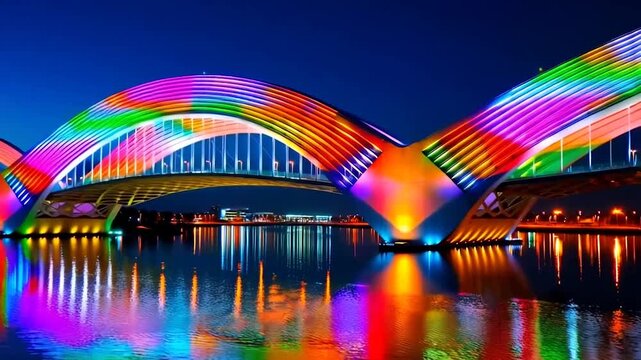 Expo Bridge at Twilight: Timelapse of Daejeon&rsquo;s Colorful Reflection

