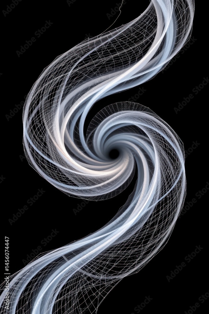Poster a detailed description of a 3d wireframe of a contour swirl would be a visually striking representat