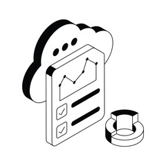 Easy to edit icon of business cloud designed in isometric style