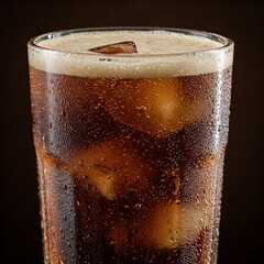 Close-up of Iced Cola Drink with Condensation and Foam