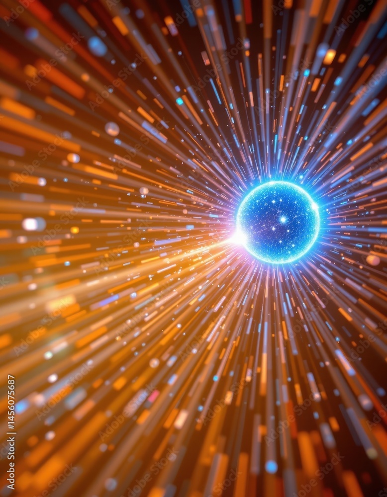 Poster the computer generated abstract background features a mesmerizing glowing blue space object radiatin